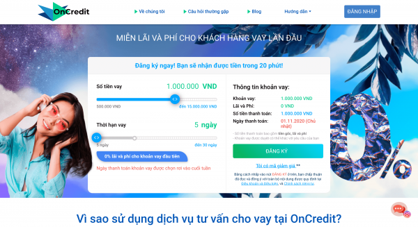 OnCredit – Vay siêu tốc lên đến 15.000.000 VND