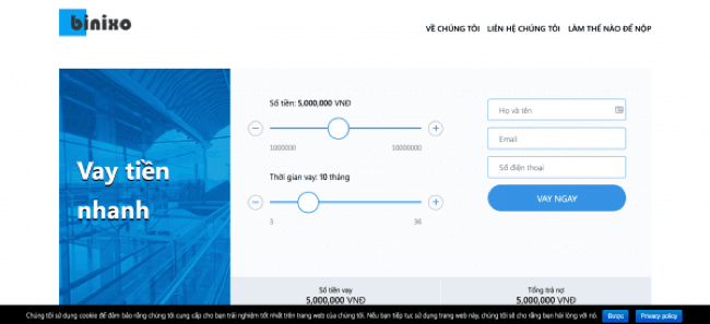 Binixo – Vay siêu tốc lên đến 10.000.000 VND