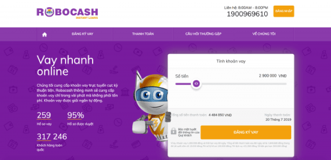 Robocash – Vay siêu tốc lên đến 10.000.000 VND